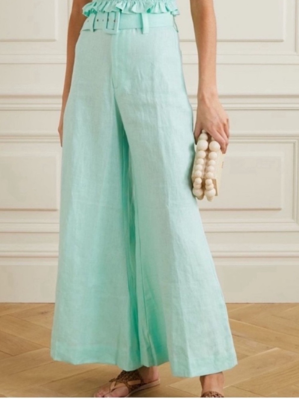 NWT Faithfull The Brand Rose Wide Leg Trousers in MINT green size XS